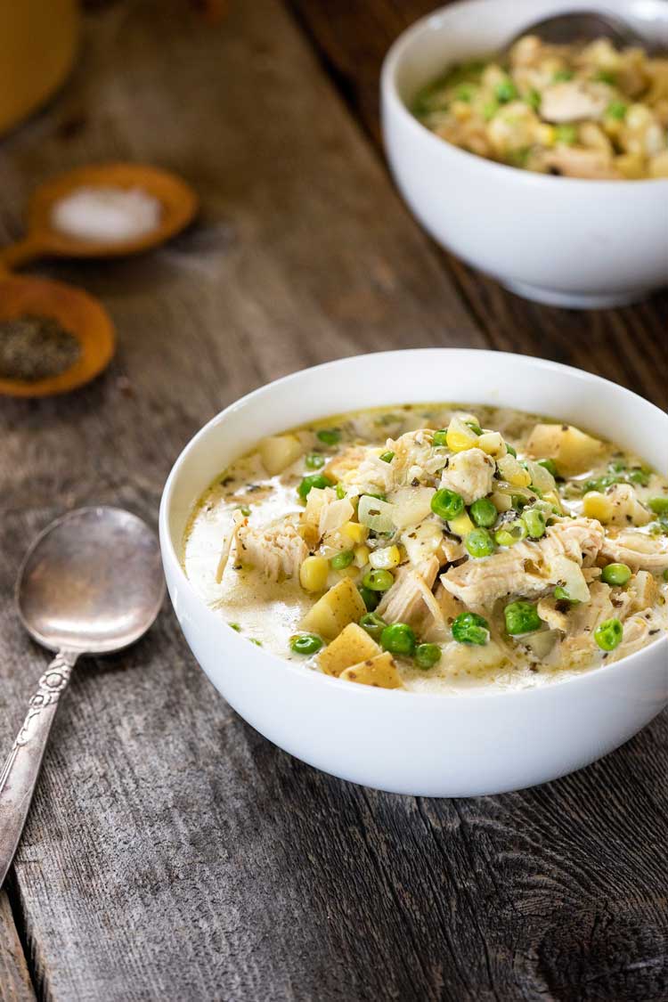 Andean Potato Cheese Soup with Chicken. 