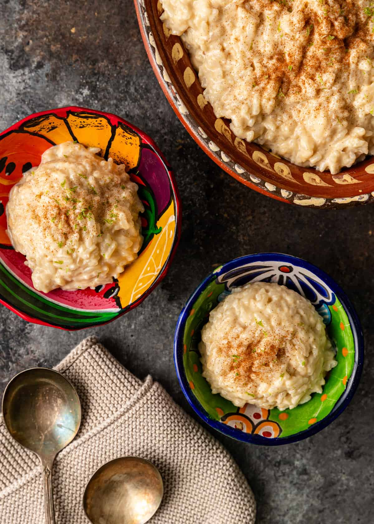 overhead: several bowls of arroz con leche