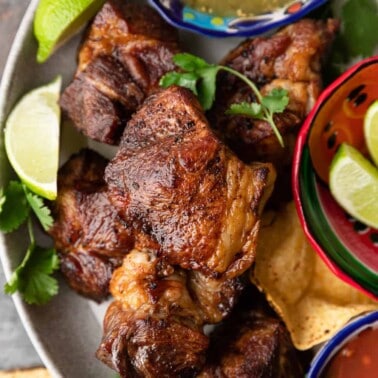 close up of fried carnitas