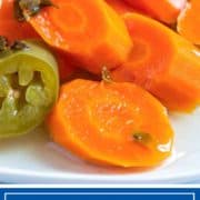 pickled carrots and jalapenos on white plate