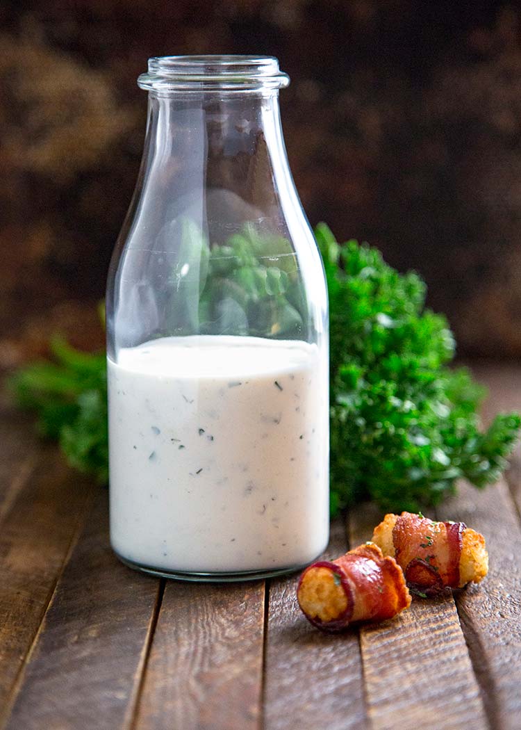 bottle of homemade buttermilk ranch dressing