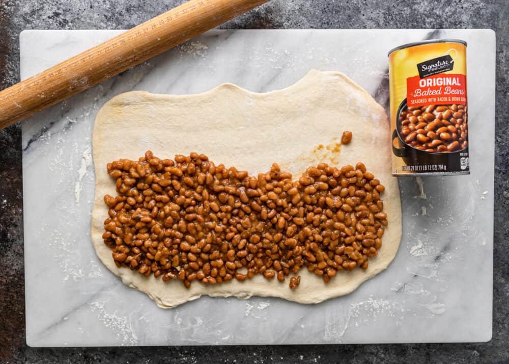 bbq beans on dough