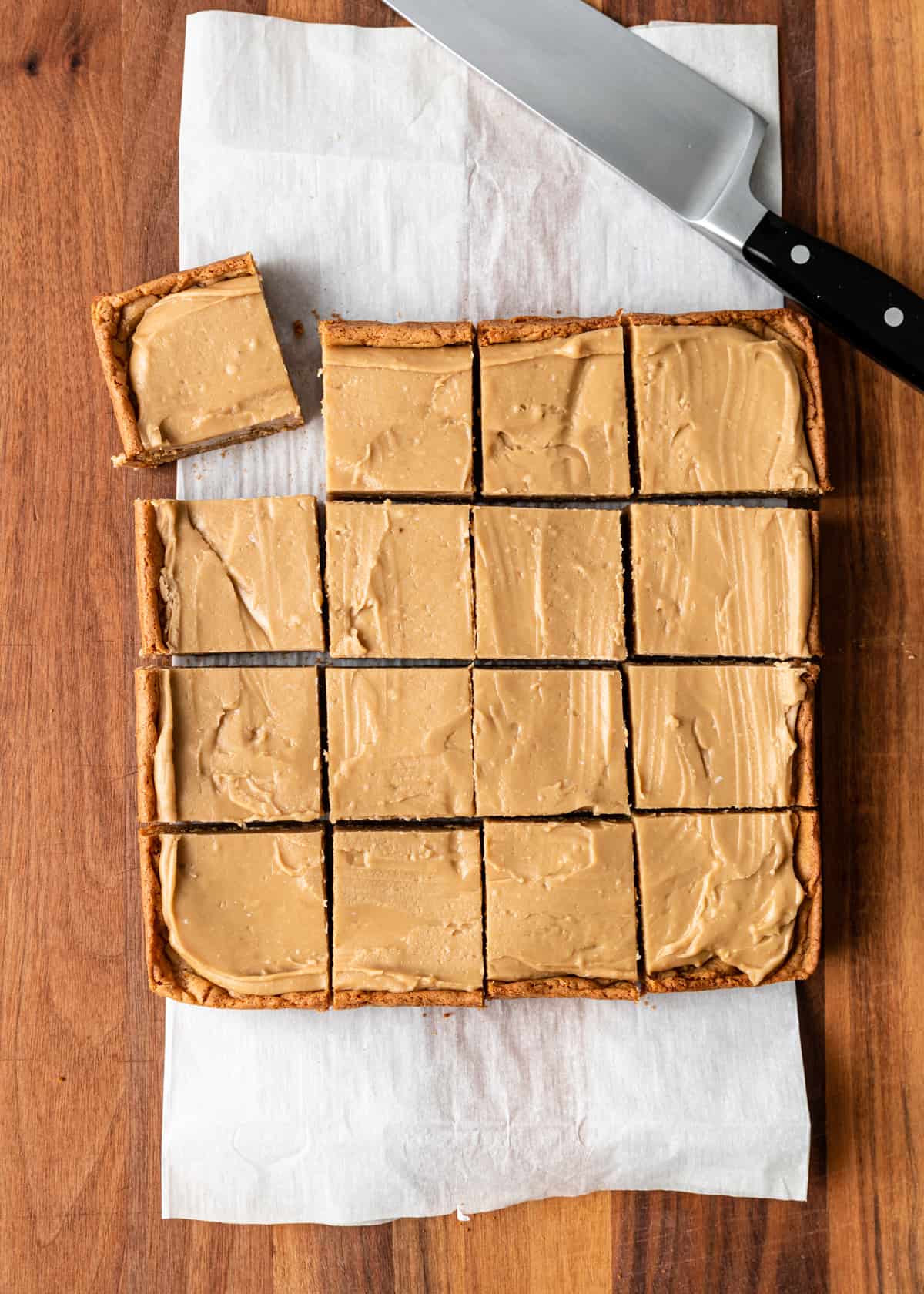 slicing Butterscotch Blondies