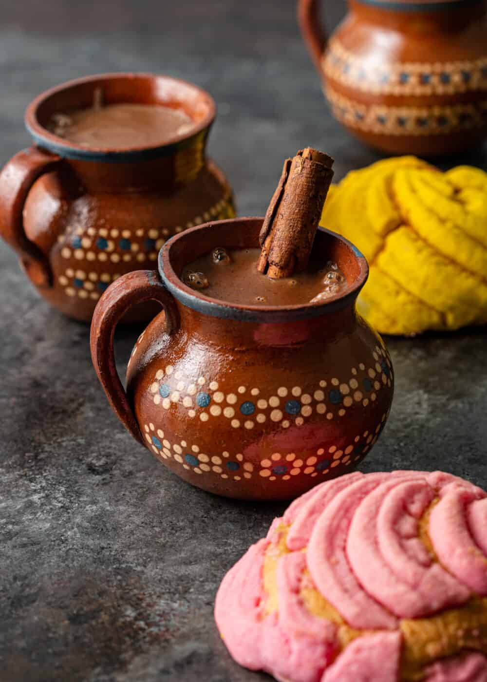 3 mugs of mexican masa harina chocolate drink