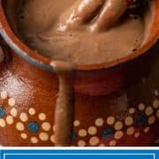 titled image: mug of chocolate atole with drip running down side