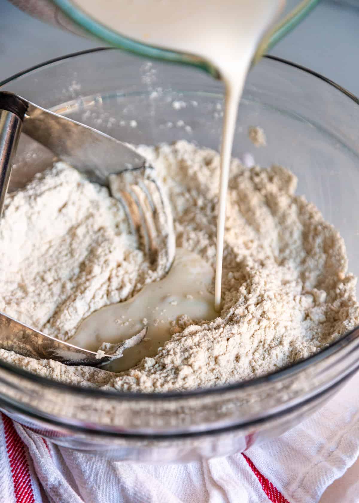 buttmilk poured into flour