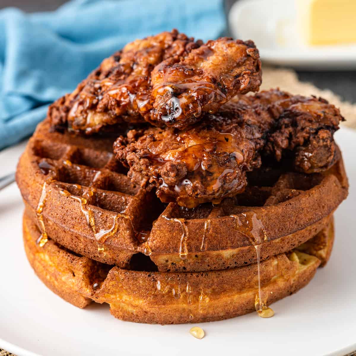 fried chicken and waffles on a plate