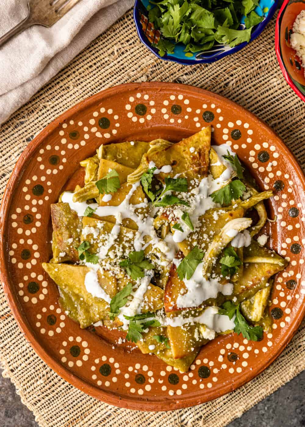 plate filled with chilaquiles verdes