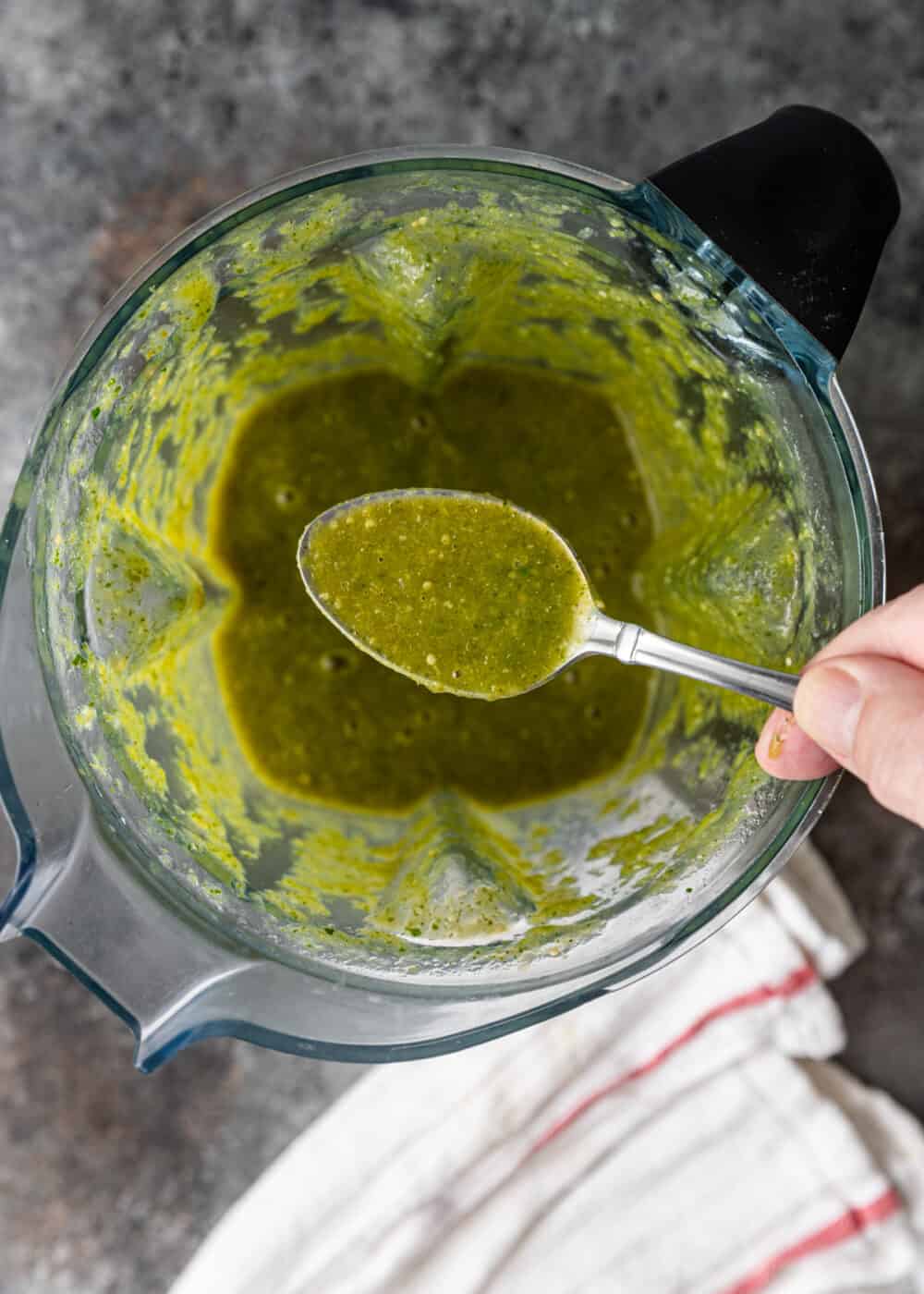 preparing salsa verde