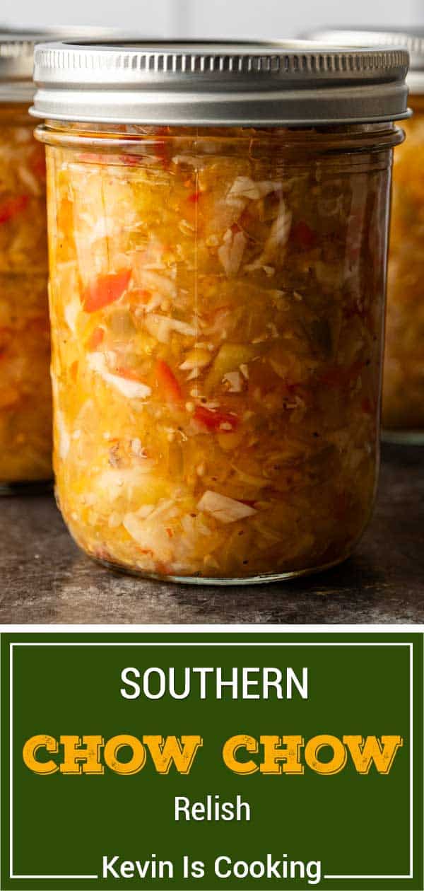 titled image (and shown): Southern chow chow relish in canning jar