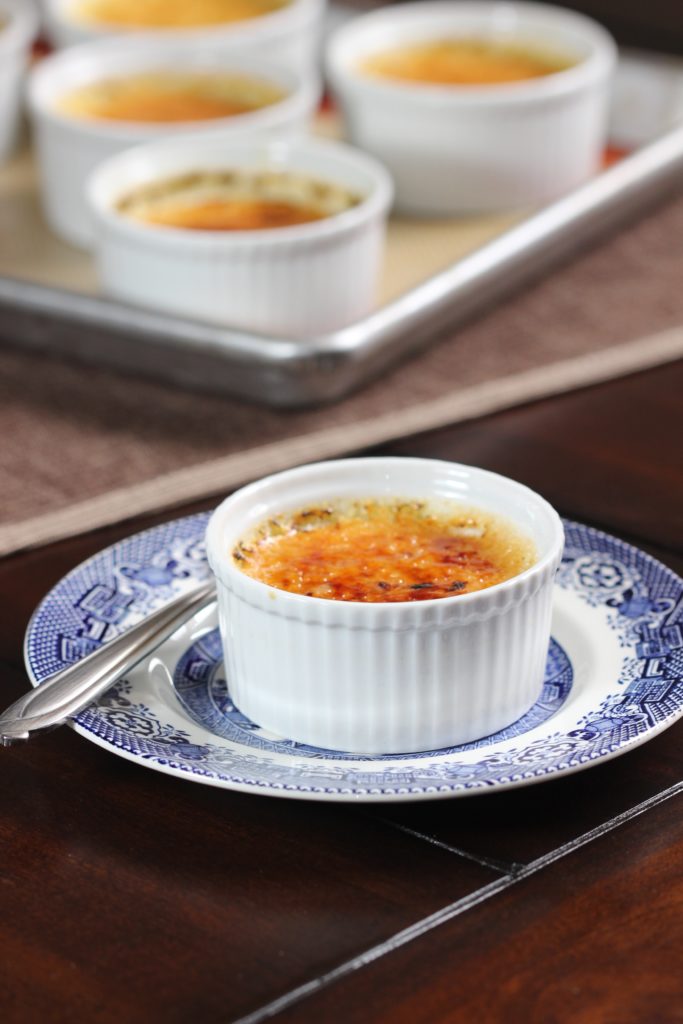 french custard dessert in white ramekin