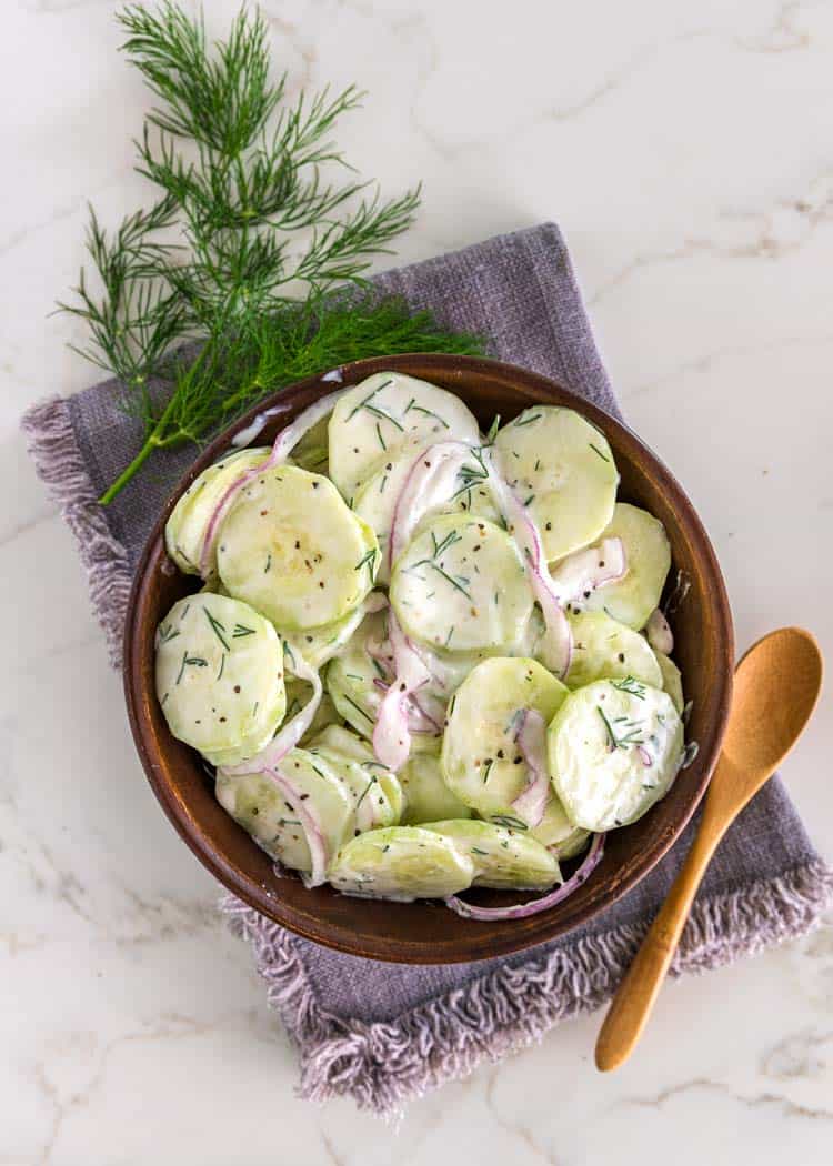 overhead shot of Classic Cucumber Salad