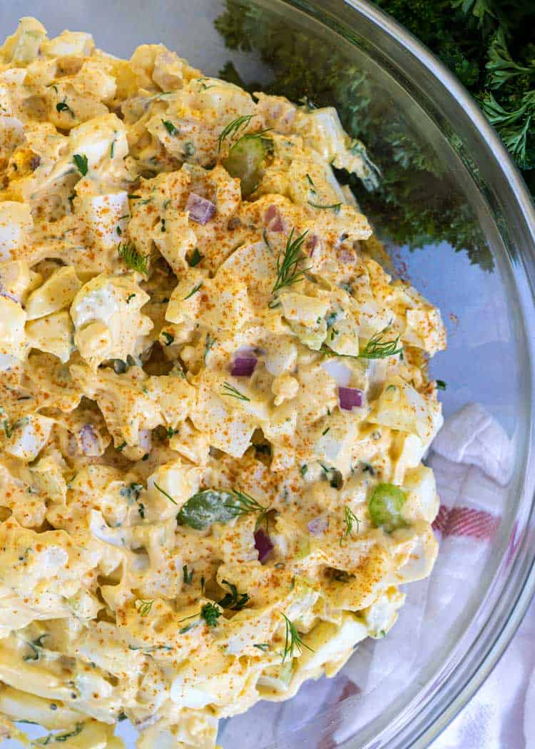 overhead photo of mixed Classic Egg Salad 