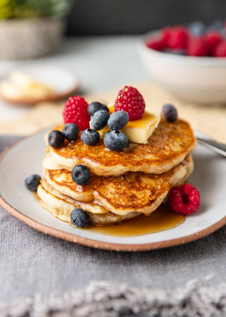 fruit topped hotcakes