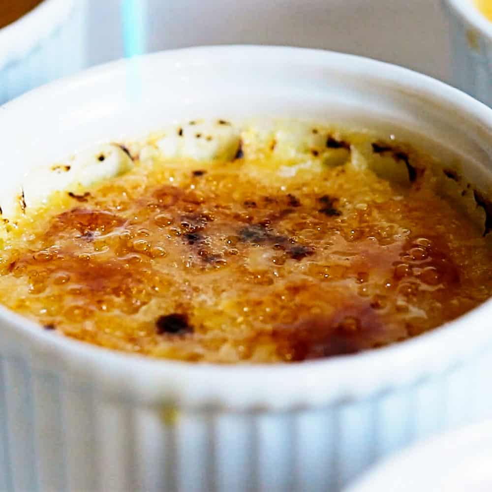 burnt sugar topping on vanilla creme brulee