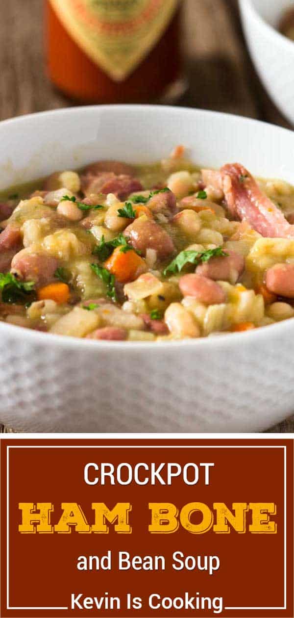 ham bean soup in white bowl