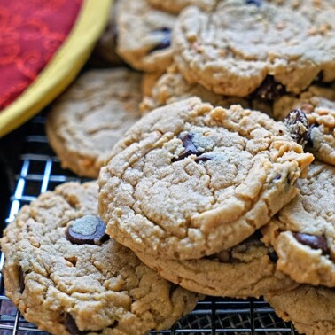 stacks of muscovado sweetened cookies on cooling rack