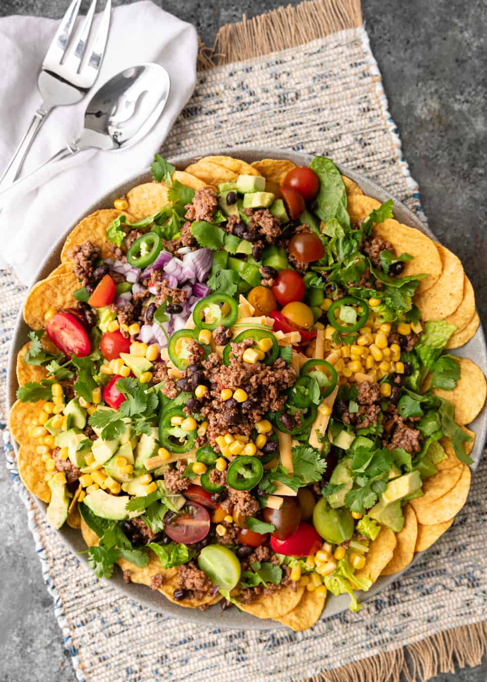 overhead photo of taco salad 