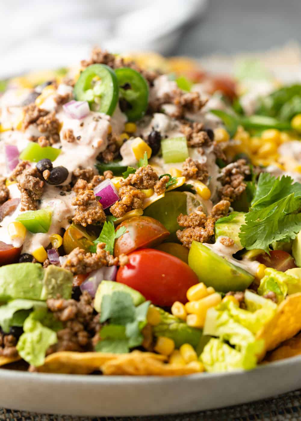 close up of taco salad