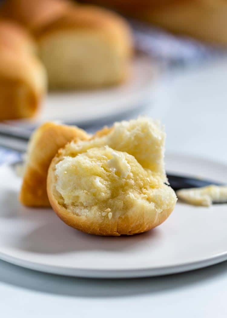 Gramma's Potato Rolls with butter