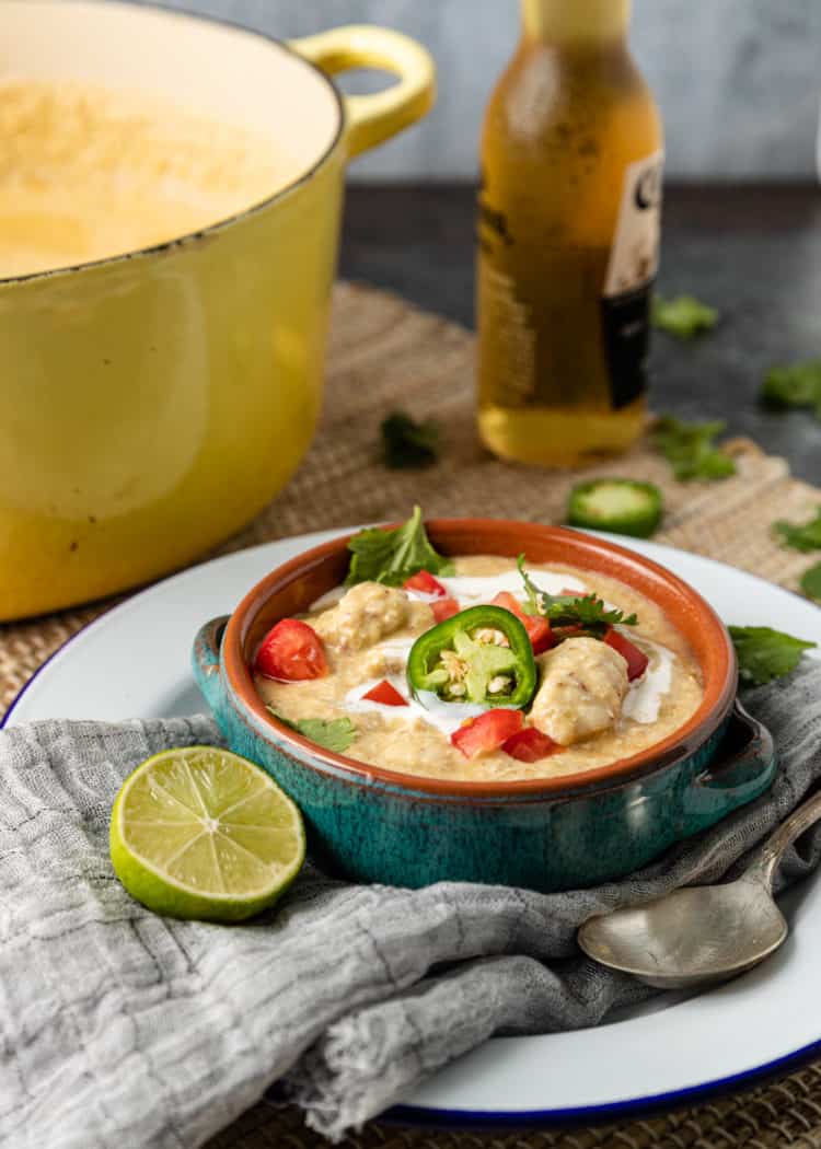 bowl filled with tex mex chicken stew