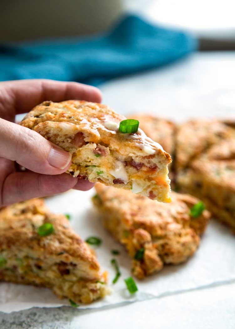 Warm, tender and flakey, these Ham and Cheese Scones make the most of any leftover holiday ham in a good way. keviniscooking.com