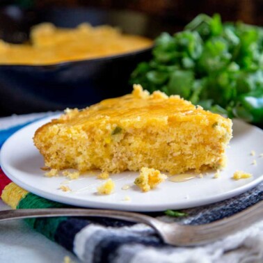 plated slice of Mexican cornbread