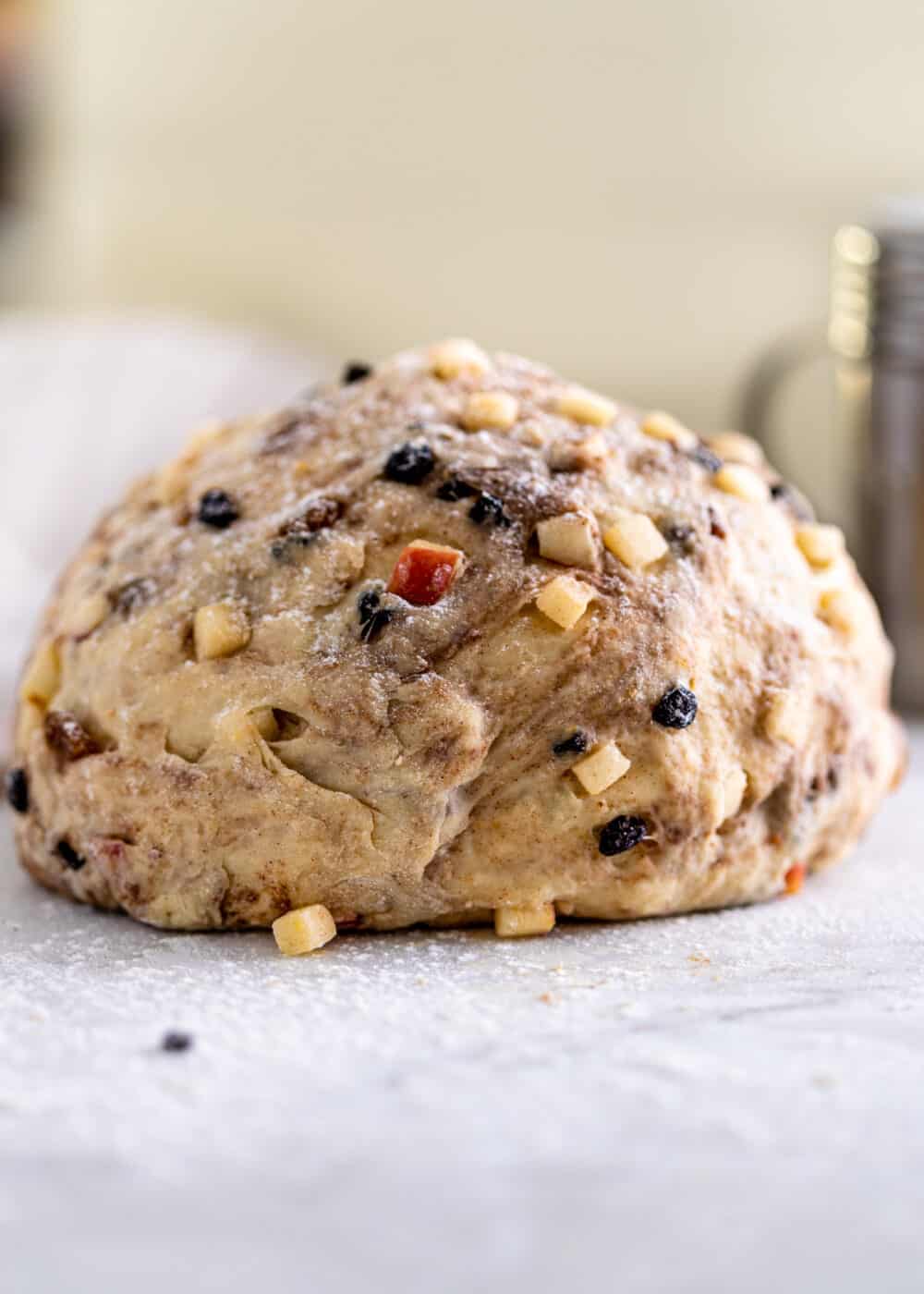 dough loaded with fruit