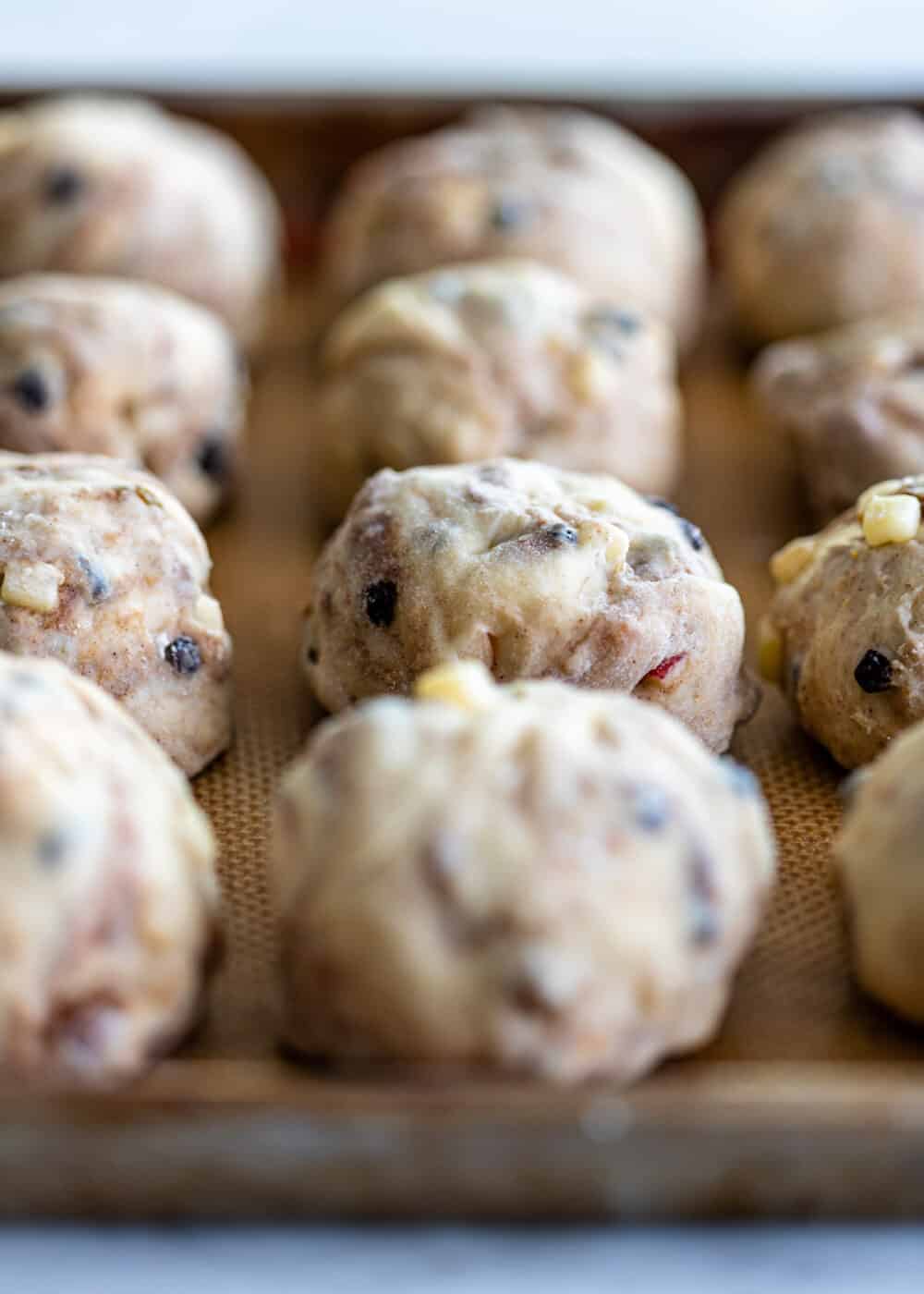 rolled dough on baking sheet