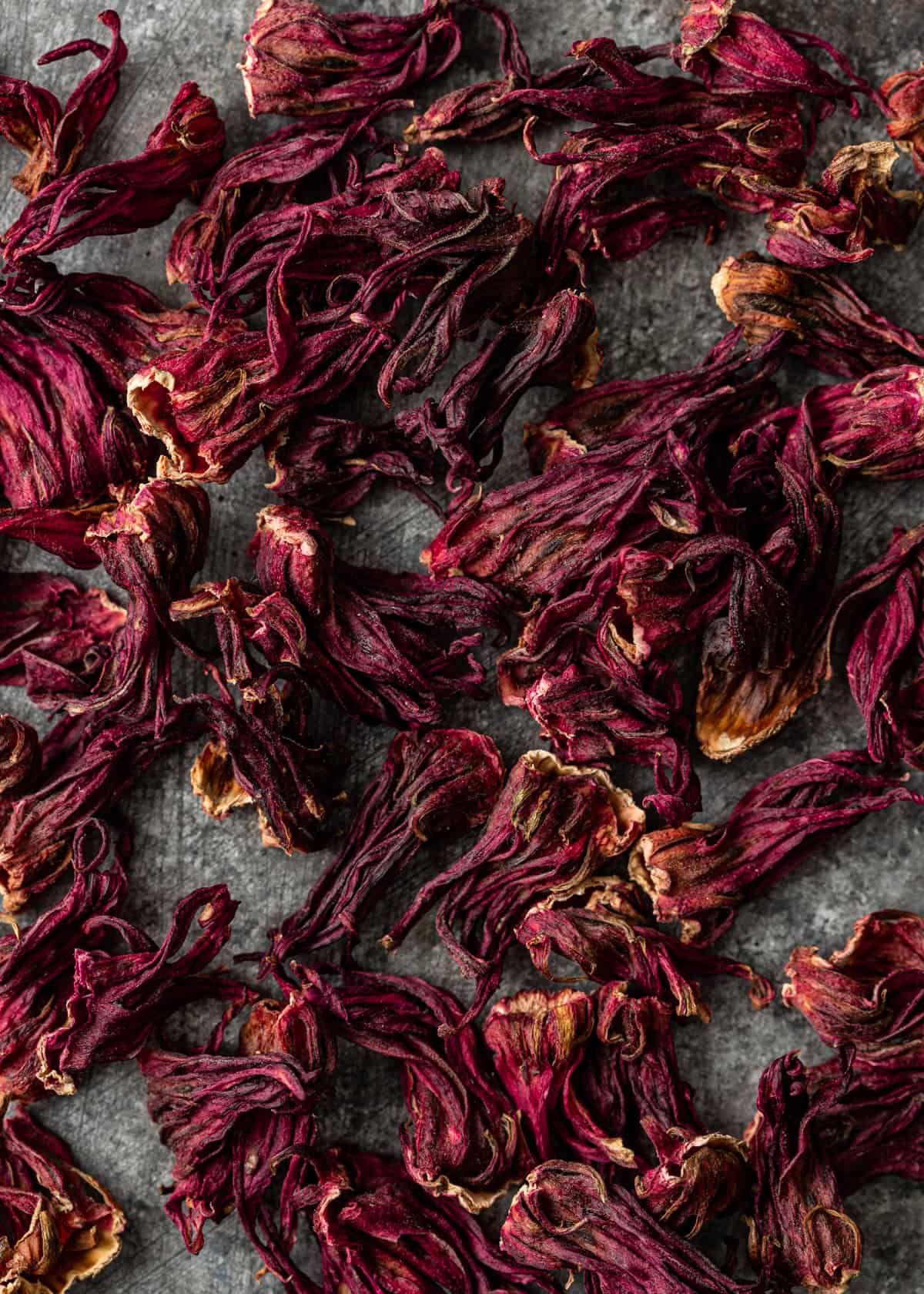 overhead: dried hibiscus flowers