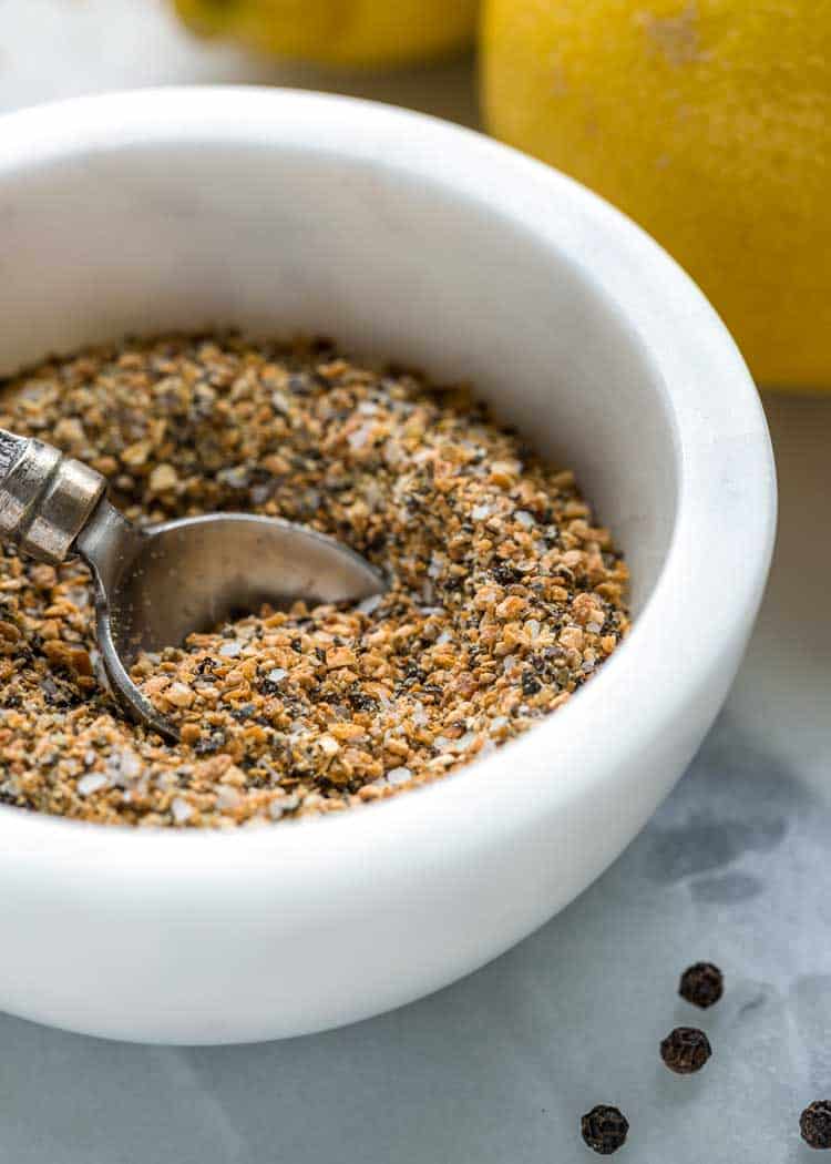 small white bowl with Lemon Pepper Seasoning