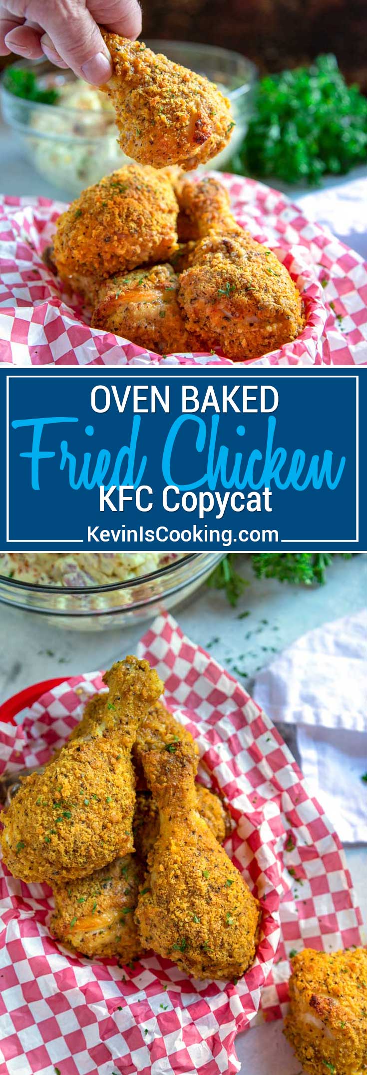 My Oven Fried Chicken is a KFC Copycat, is BAKED not fried, and has a fantastic flavor and crunch. What more could you ask for in “fried chicken” without all the grease!