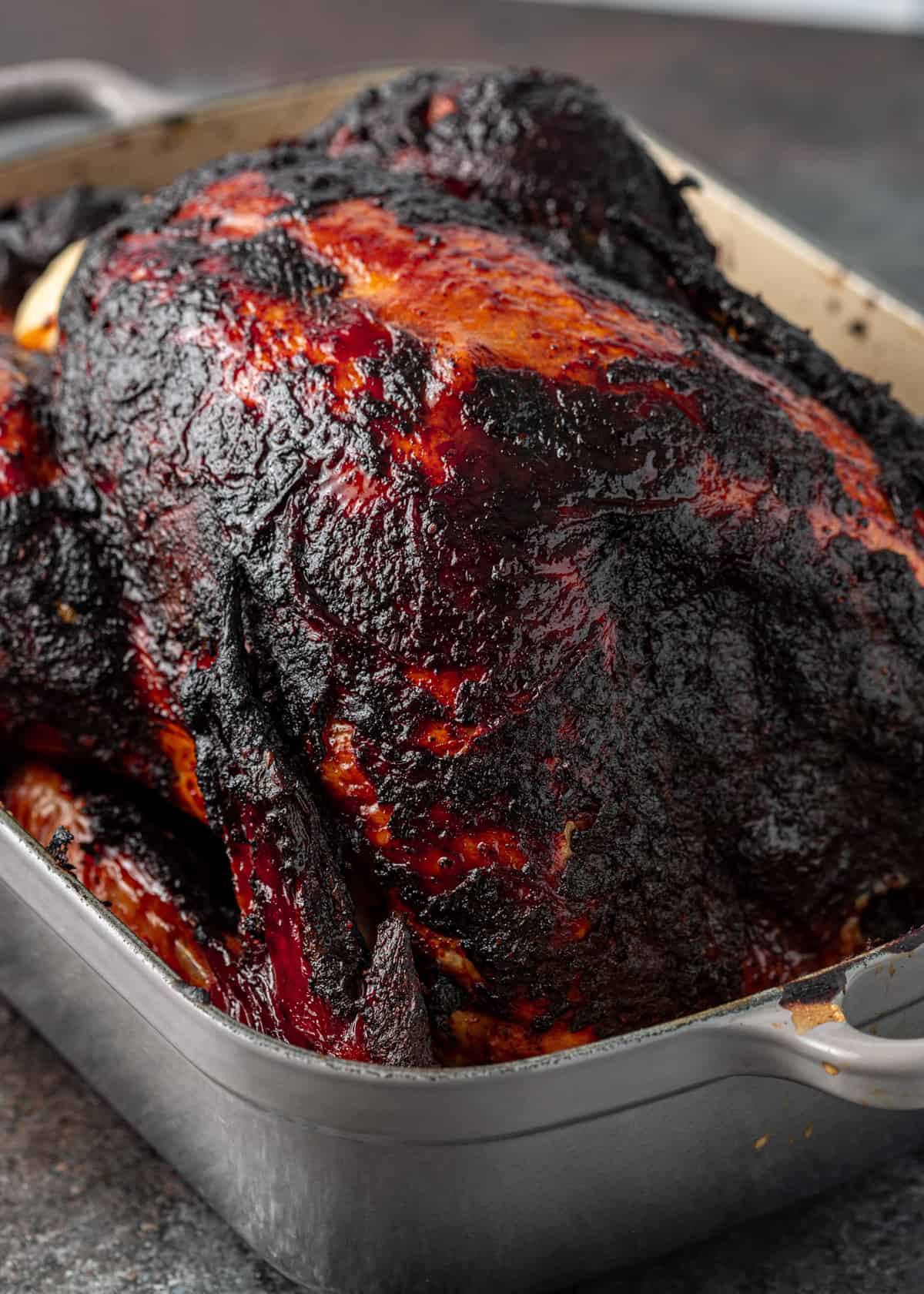 closeup: roast turkey with chile rub after roasting