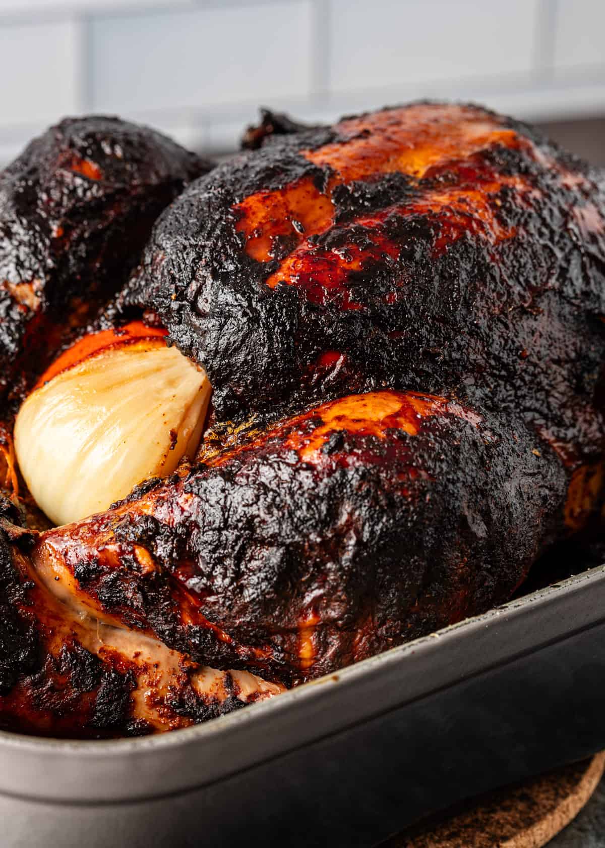 extreme closeup: roast turkey with extra crispy skin
