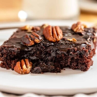 close up of chocolate Texas Sheet Cake