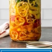 titled image: large mason jar of pickled peppers