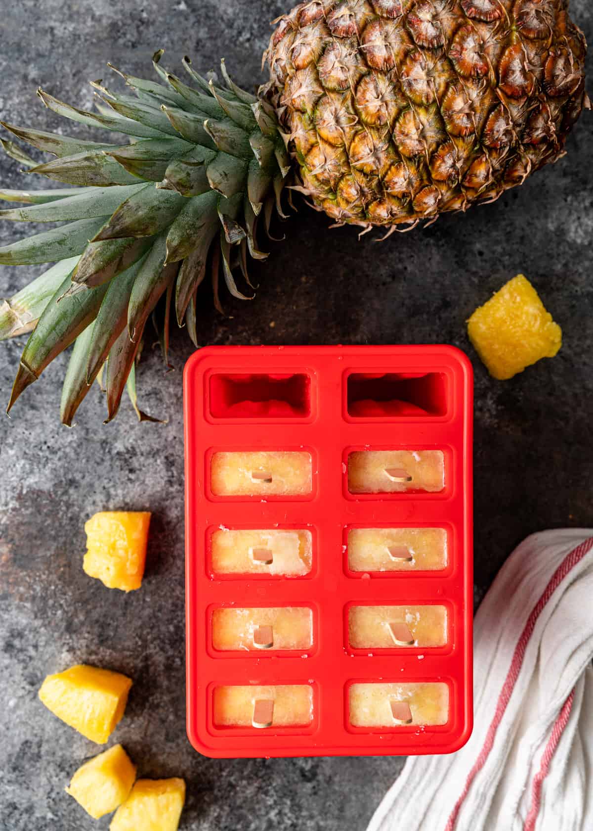 pineapple ice pops frozen in mold