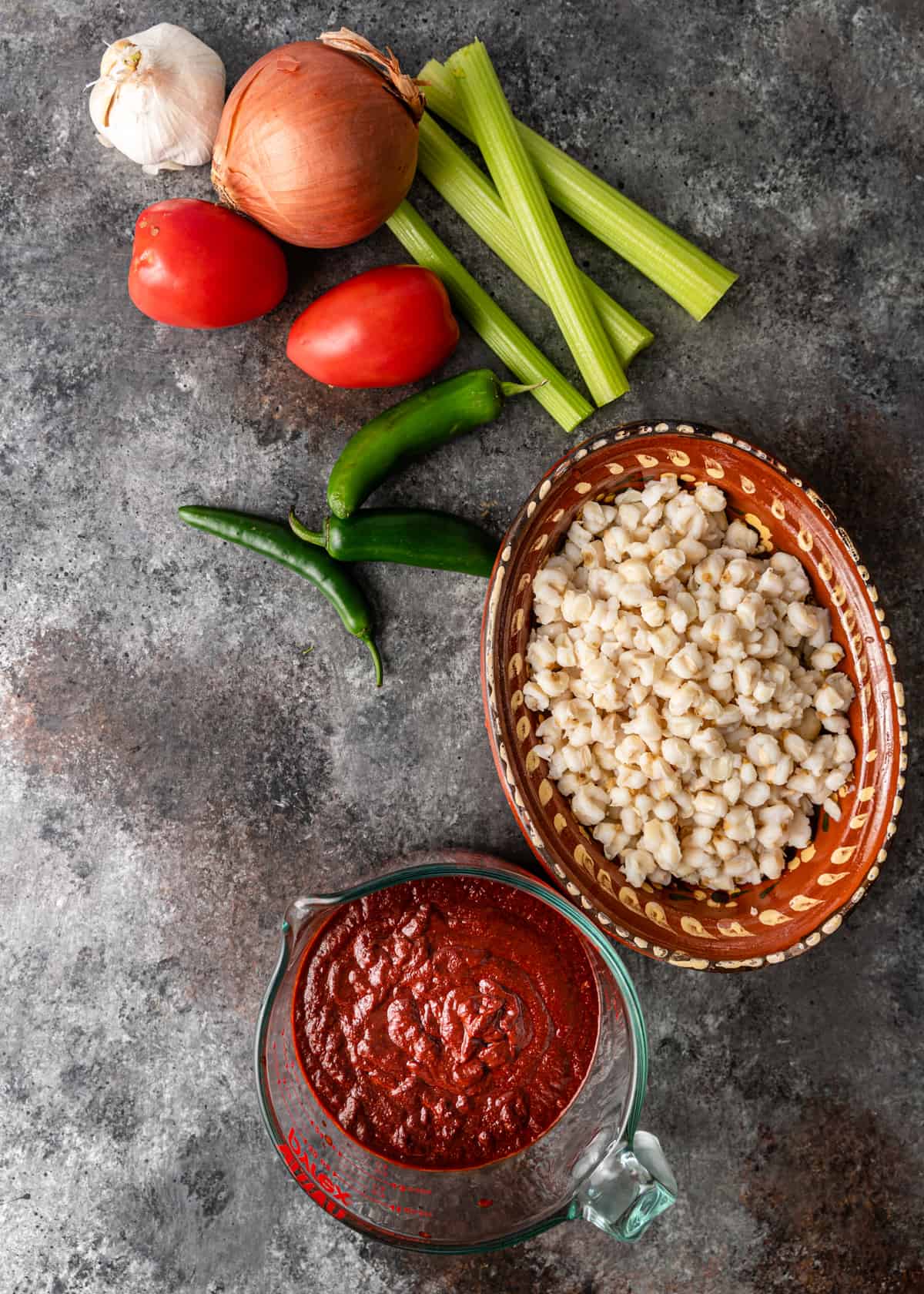 ingredients to make Pozole Rojo