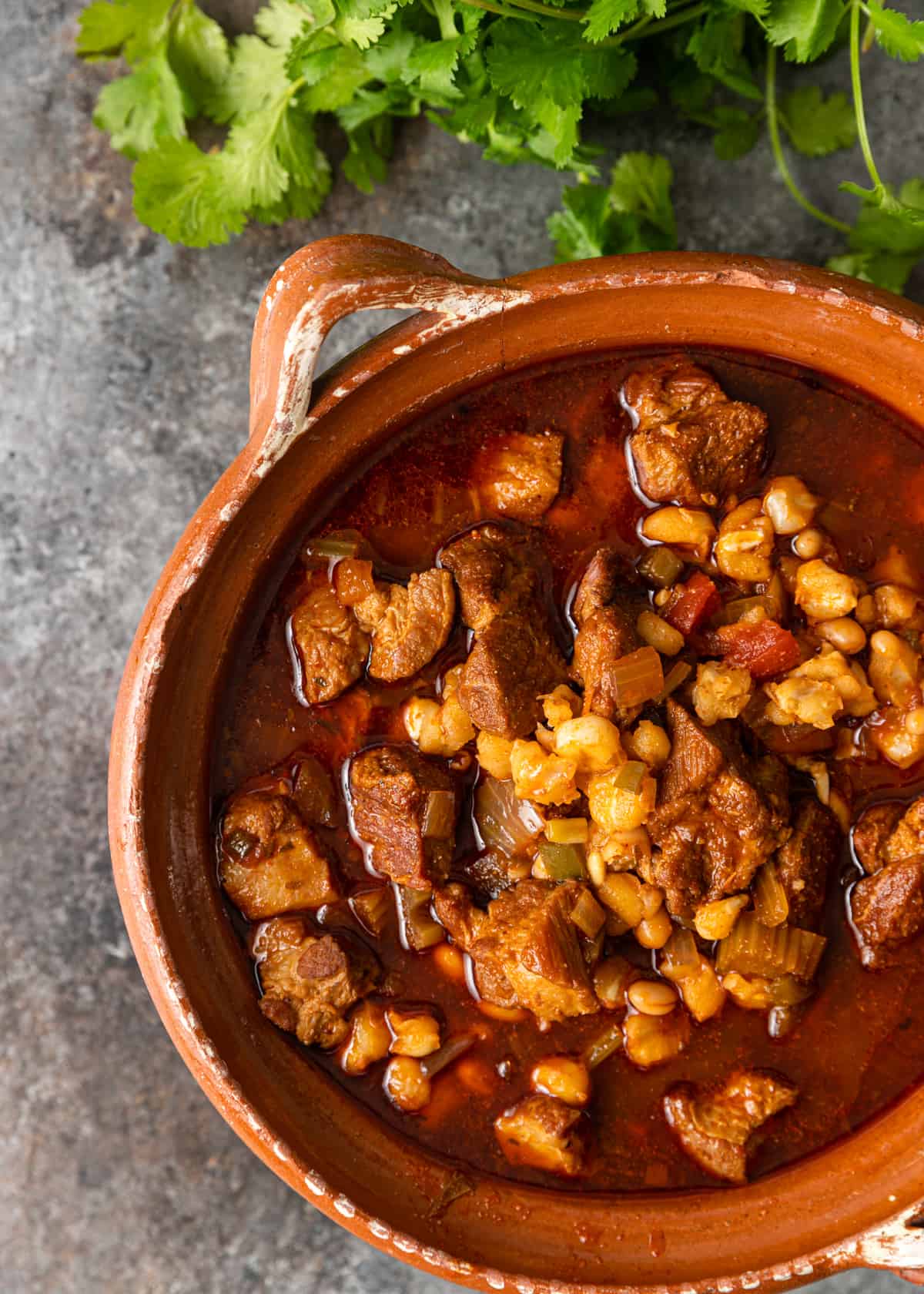 bowl filled with Pozole Rojo