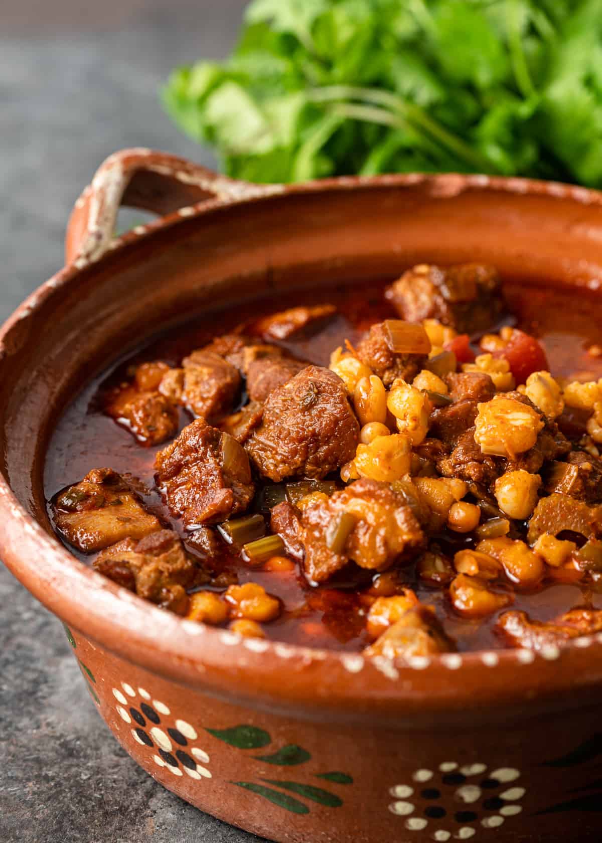 side view of Pozole Rojo