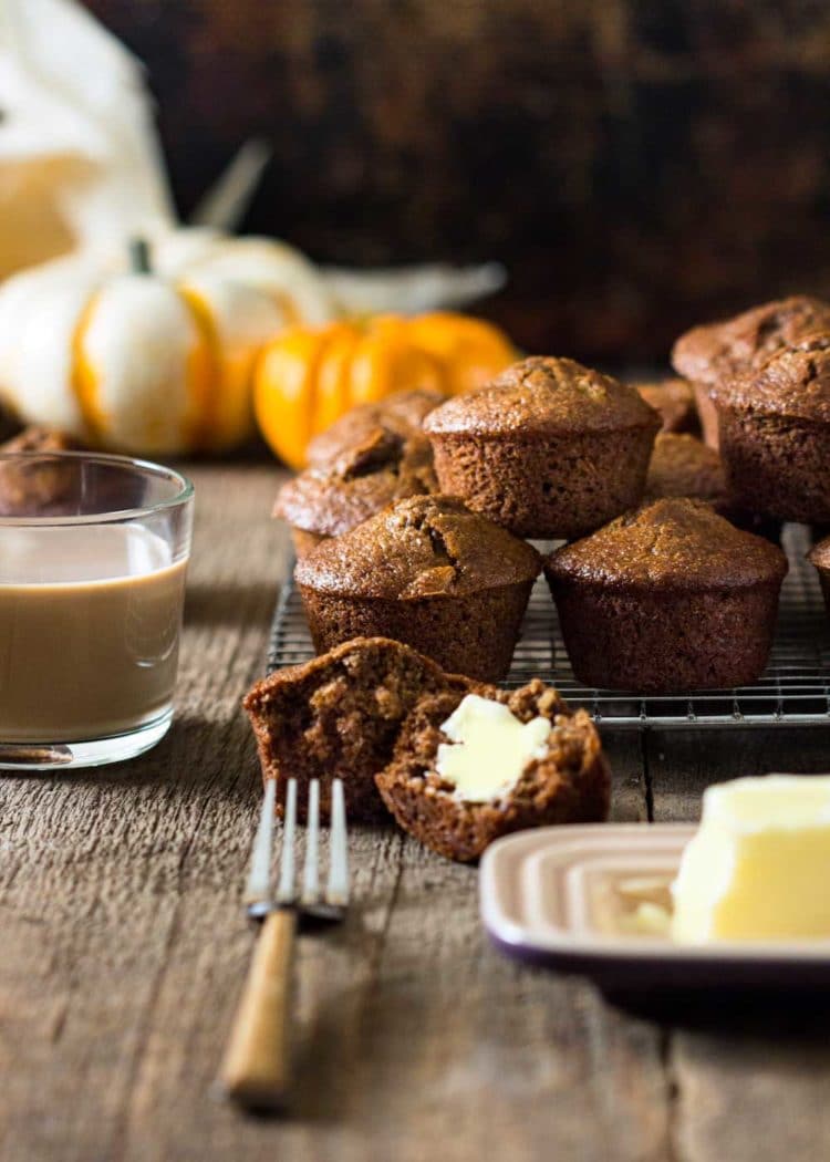 Pumpkin Bran Muffins in a stack