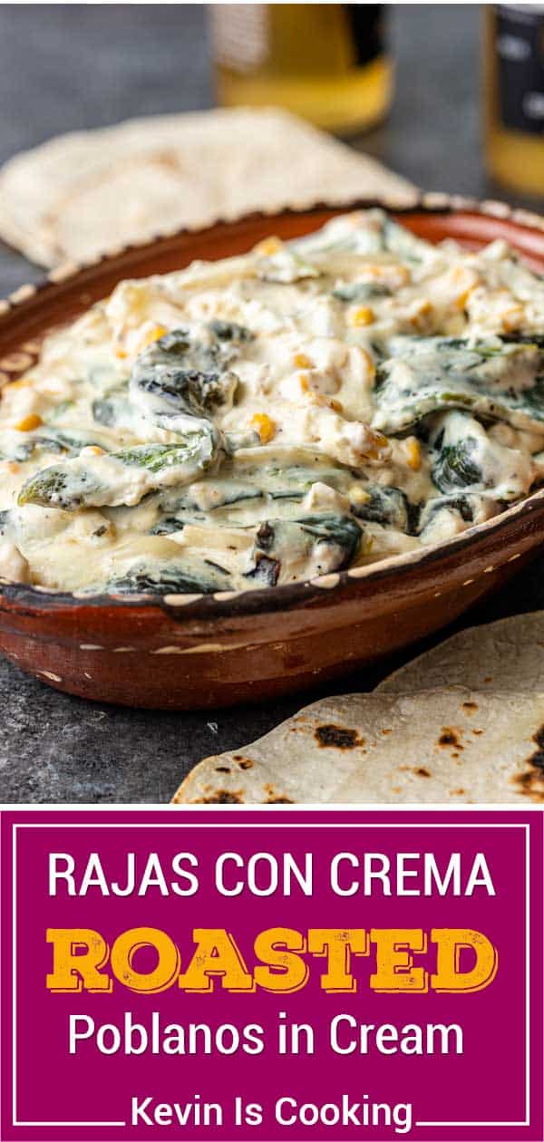 Rajas con Crema in a dish