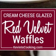 These Red Velvet Waffles with Cream Cheese Glaze are the perfect way to wake up your sweetie for Valentines Day breakfast or after a great dinner for dessert. These red chocolate fluffy waffles with a cream cheese glaze are a sure hit!