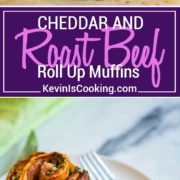 My baked Roast Beef Cheddar Muffins start with pizza dough smothered in dijon horseradish cream, layered with slices of tender roast beef and cheddar cheese. Perfect snack food!