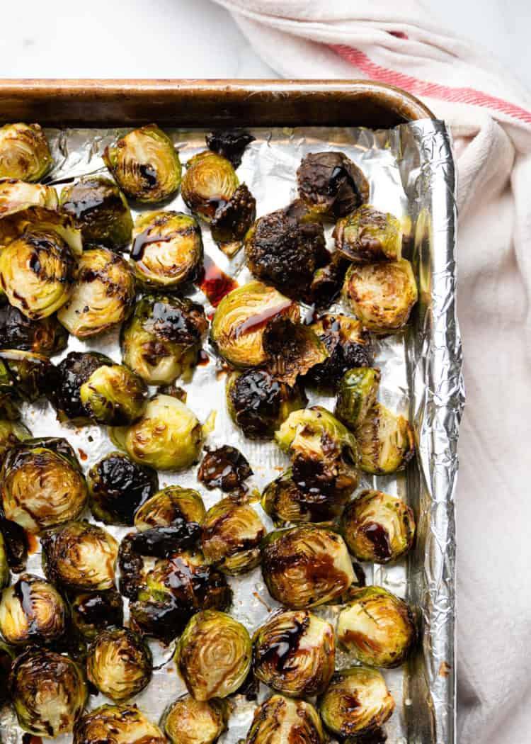 cooking brussel sprouts on foil lined baking sheet