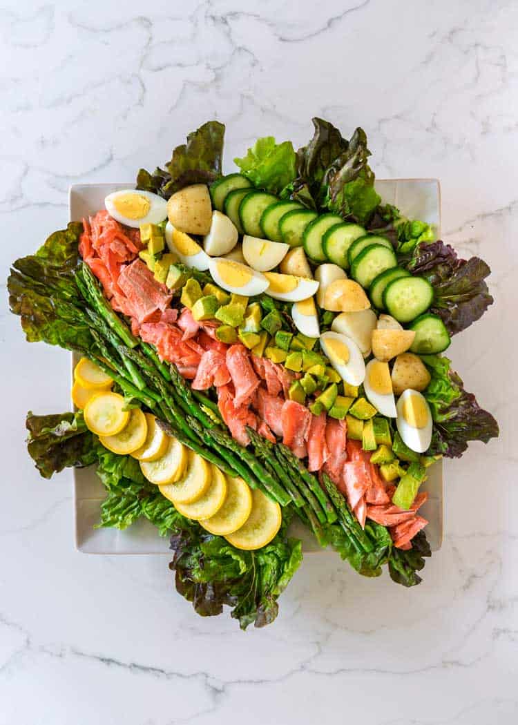 overhead of Salmon Salad