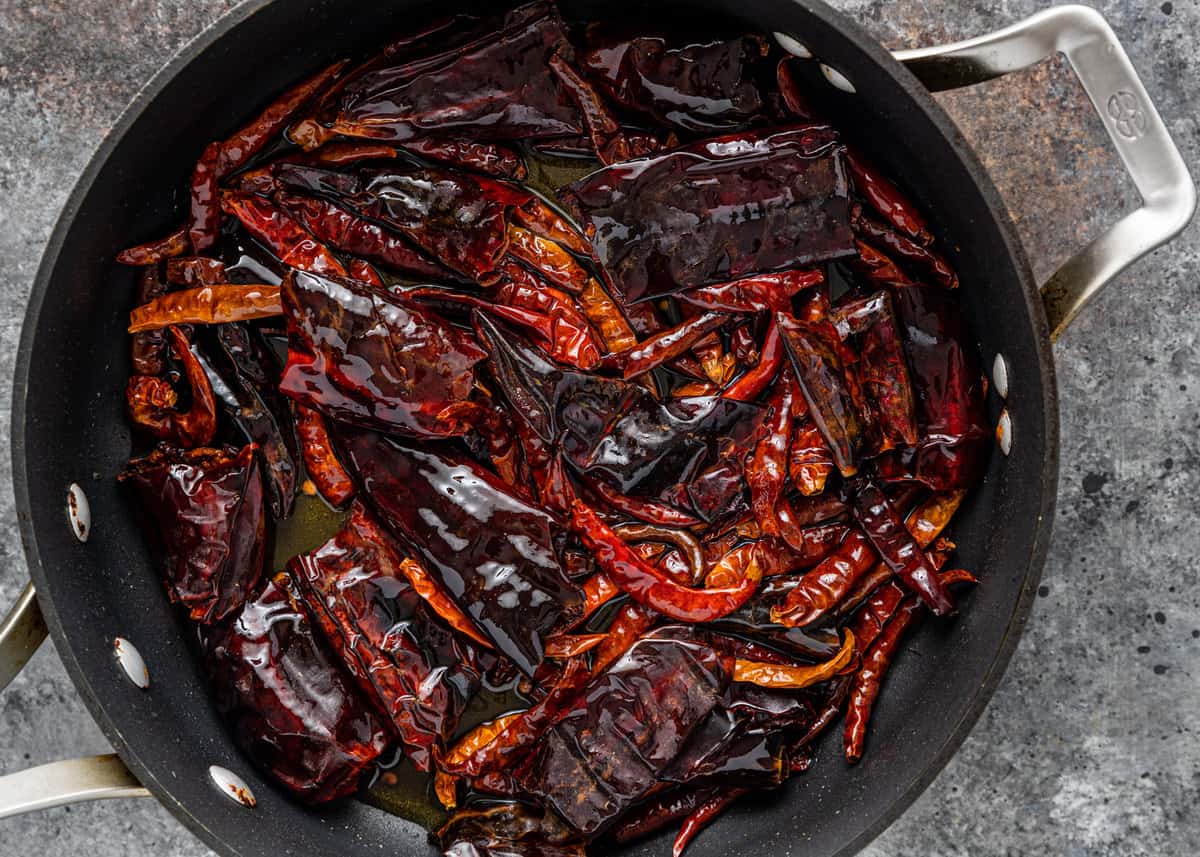 frying chili peppers