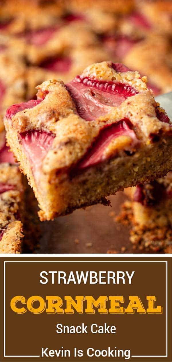 titled image (and shown): strawberry cornmeal snack cake