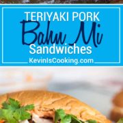 Teriyaki Pork Bahn Mi Sandwich has sliced, glazed pork tenderloin layered with pickled vegetables and herbs for a perfect lunch, party or Game Day favorite!