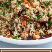 platter of wild rice pilaf with herbs and nuts